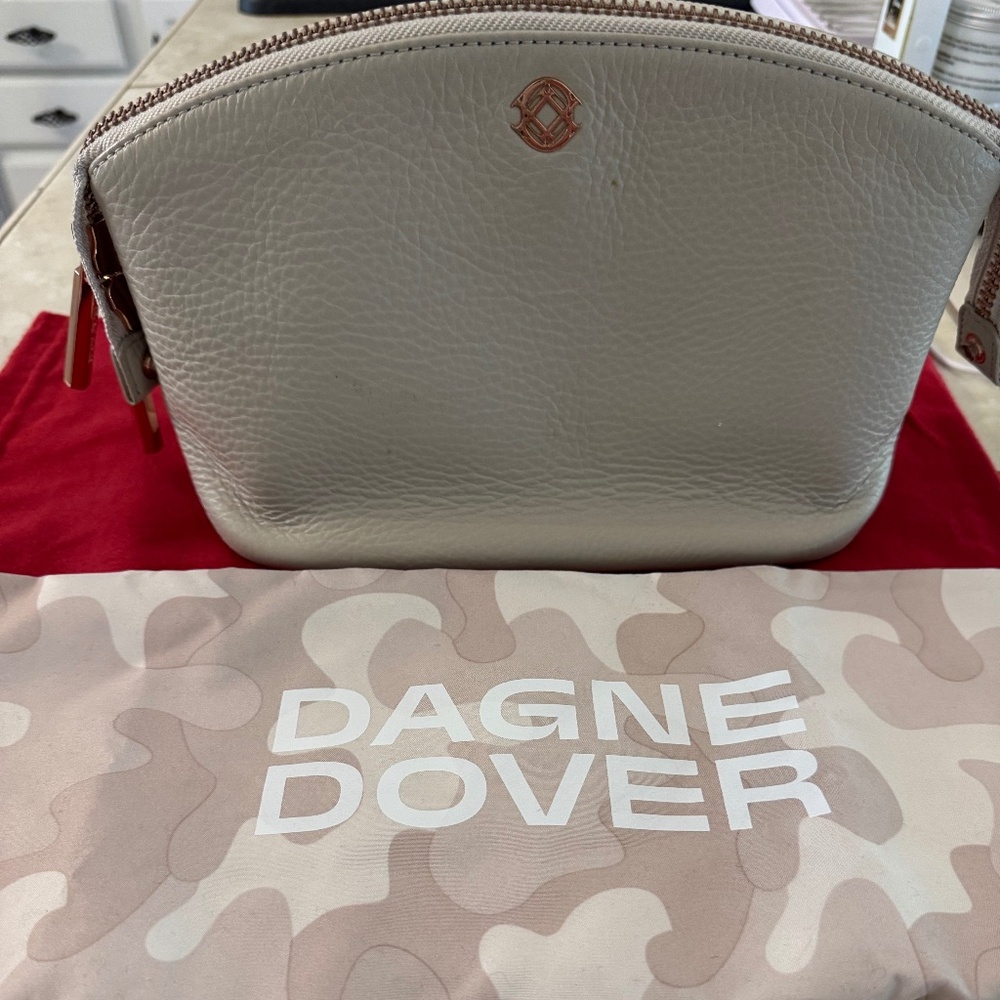 Dagne Dover Large Lola Leather Cosmetics Pouch, Rose Gold Zippers - NEVER USED